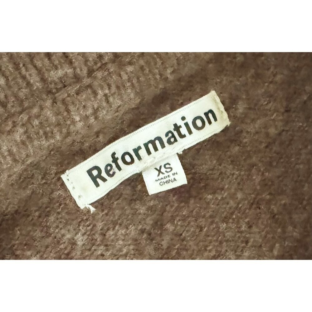 REFORMATION Otto Regenerative Wool Brown Polo Pullover Sweater Sz XS - Picture 7 of 8